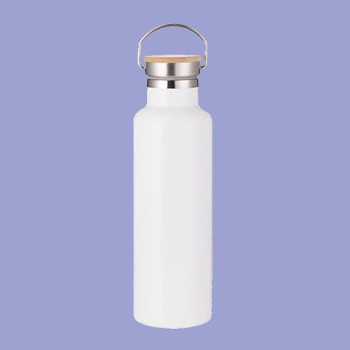 Stainless Steel Water Bottle with Bamboo Cap image 1