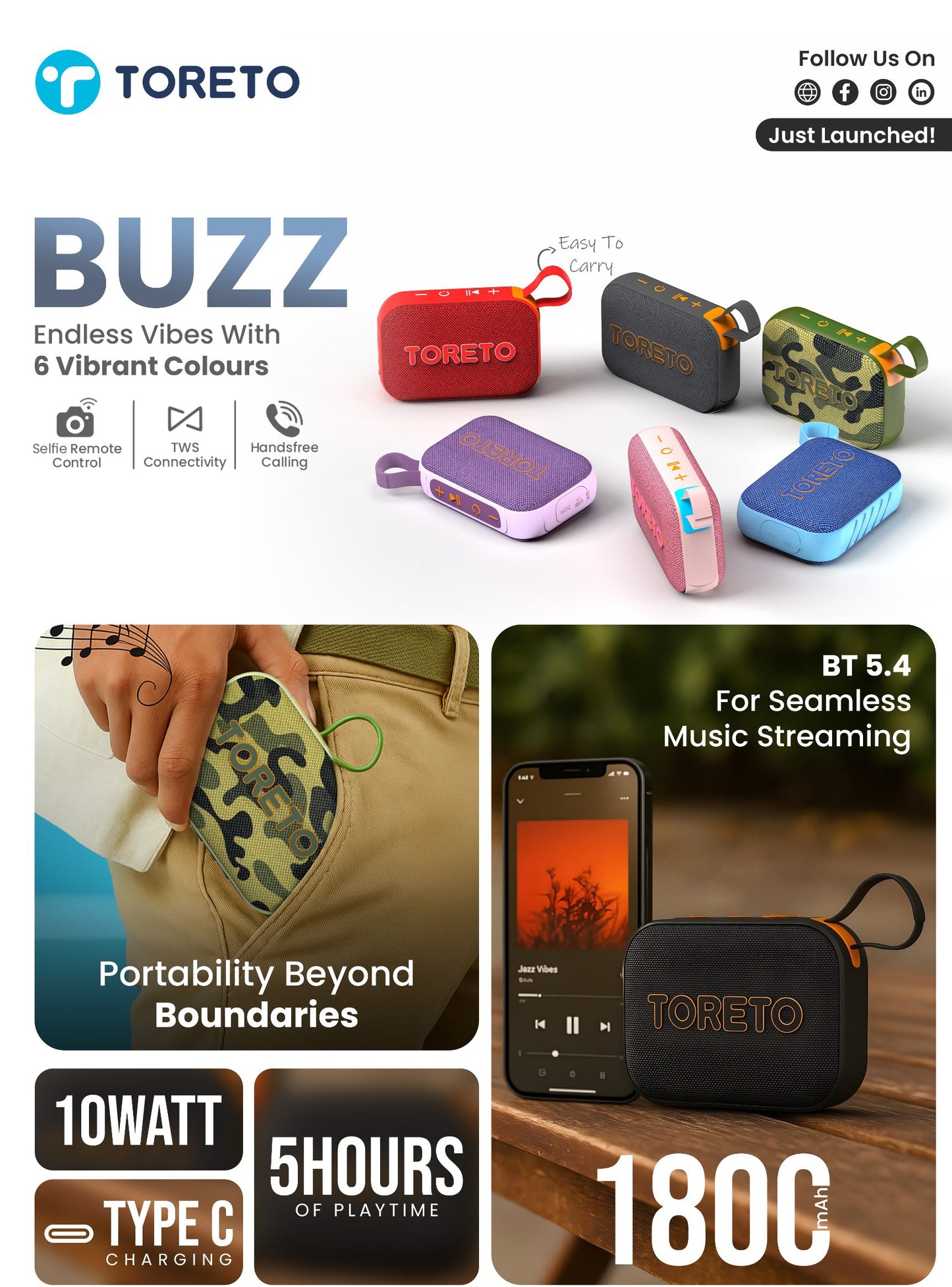 Toreto Buzz Portable Music Streaming
