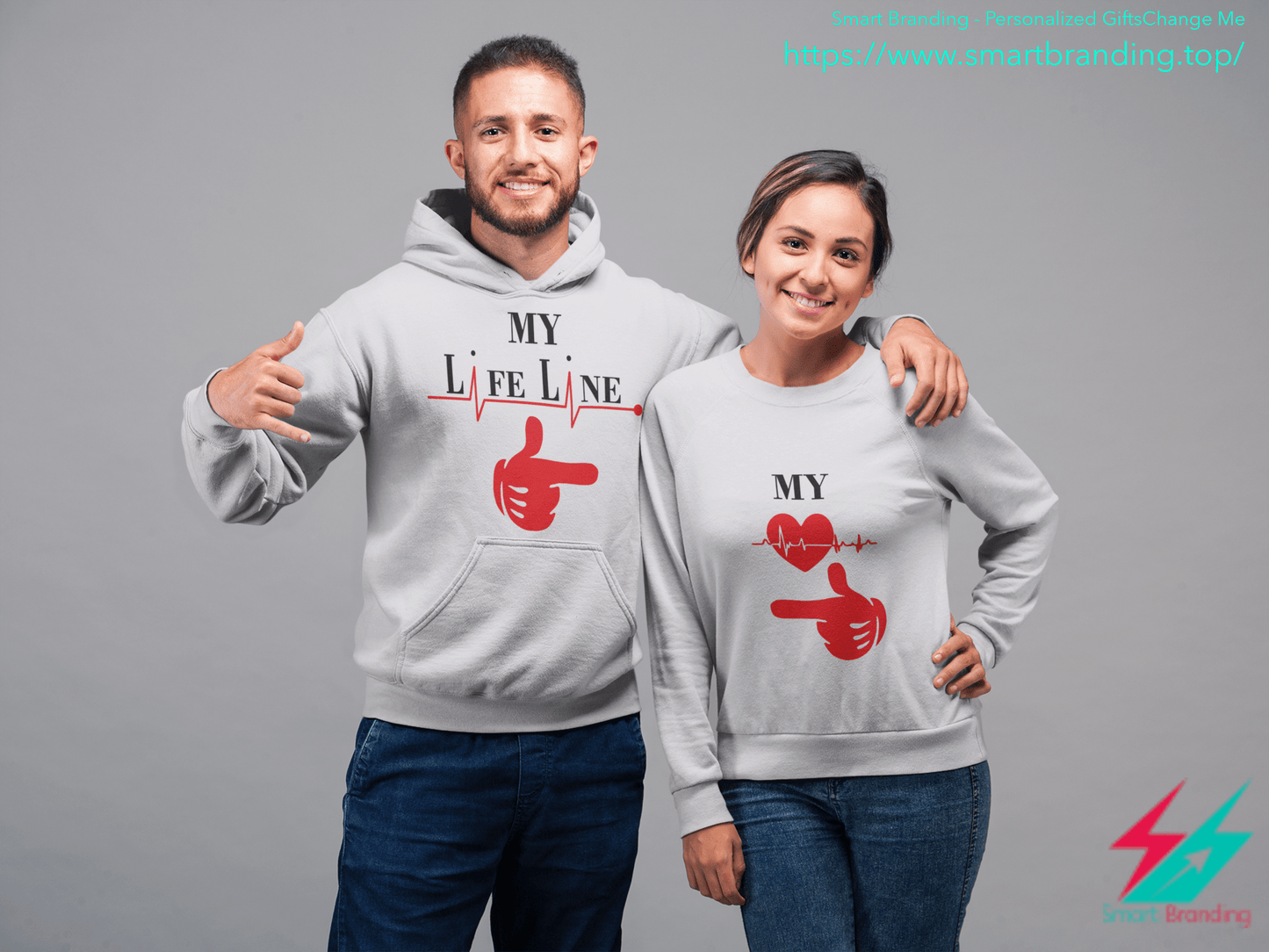 Couples Hoodie Sweatshirt-My Life Line image 6