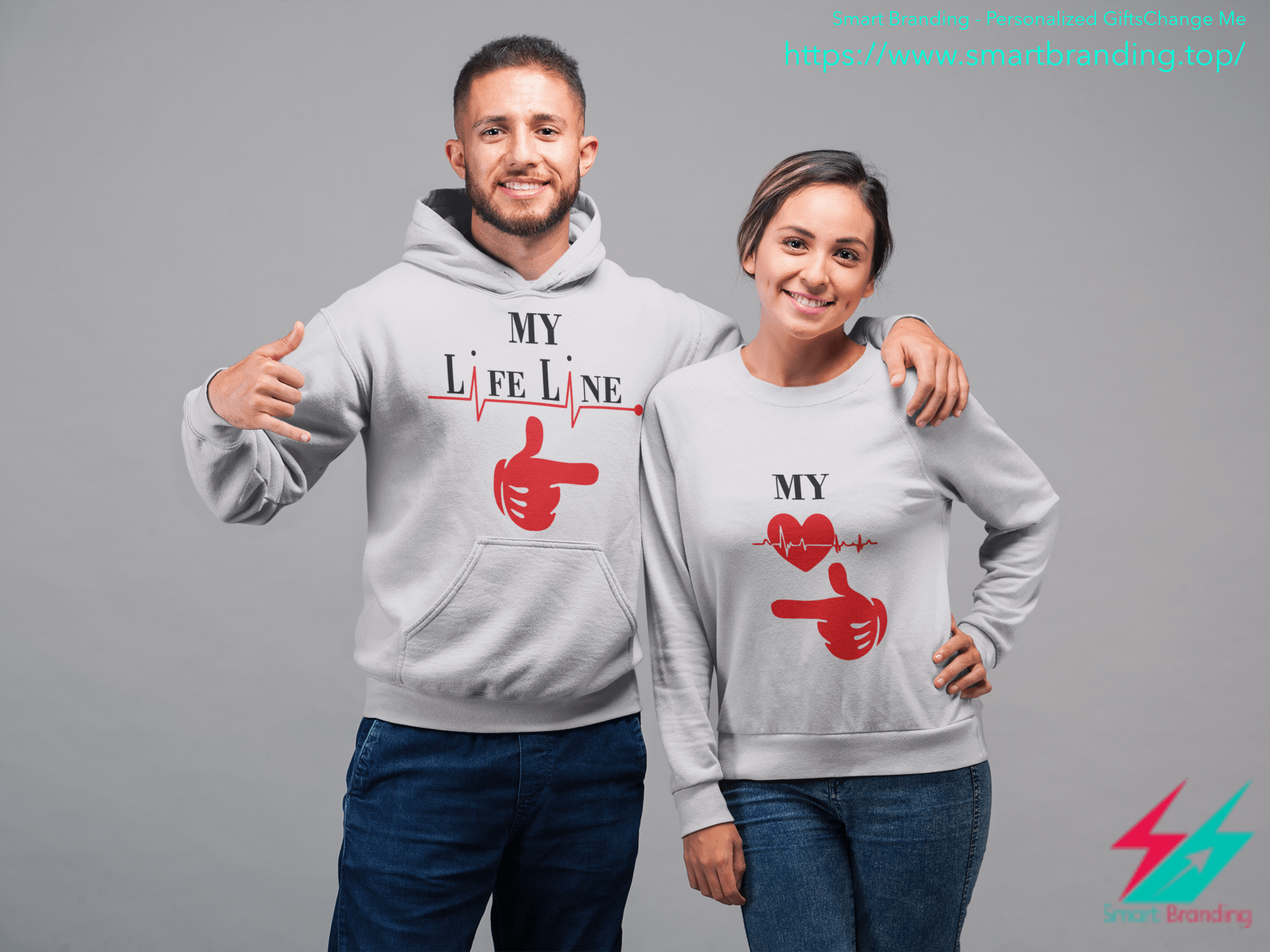 Couples Hoodie Sweatshirt-My Life Line image 6