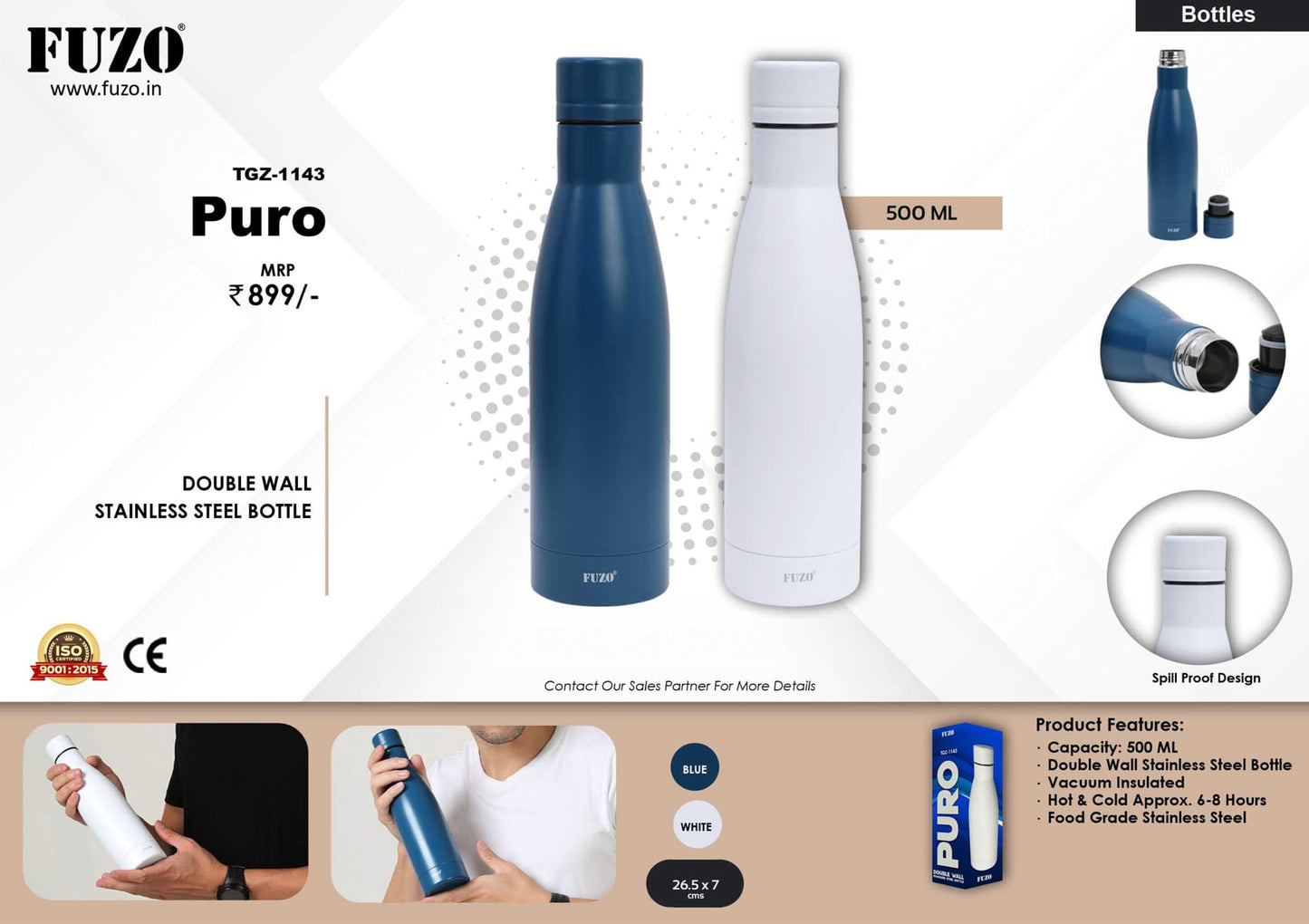 FUZO Puro Double Wall Stainless Steel Bottle image 2