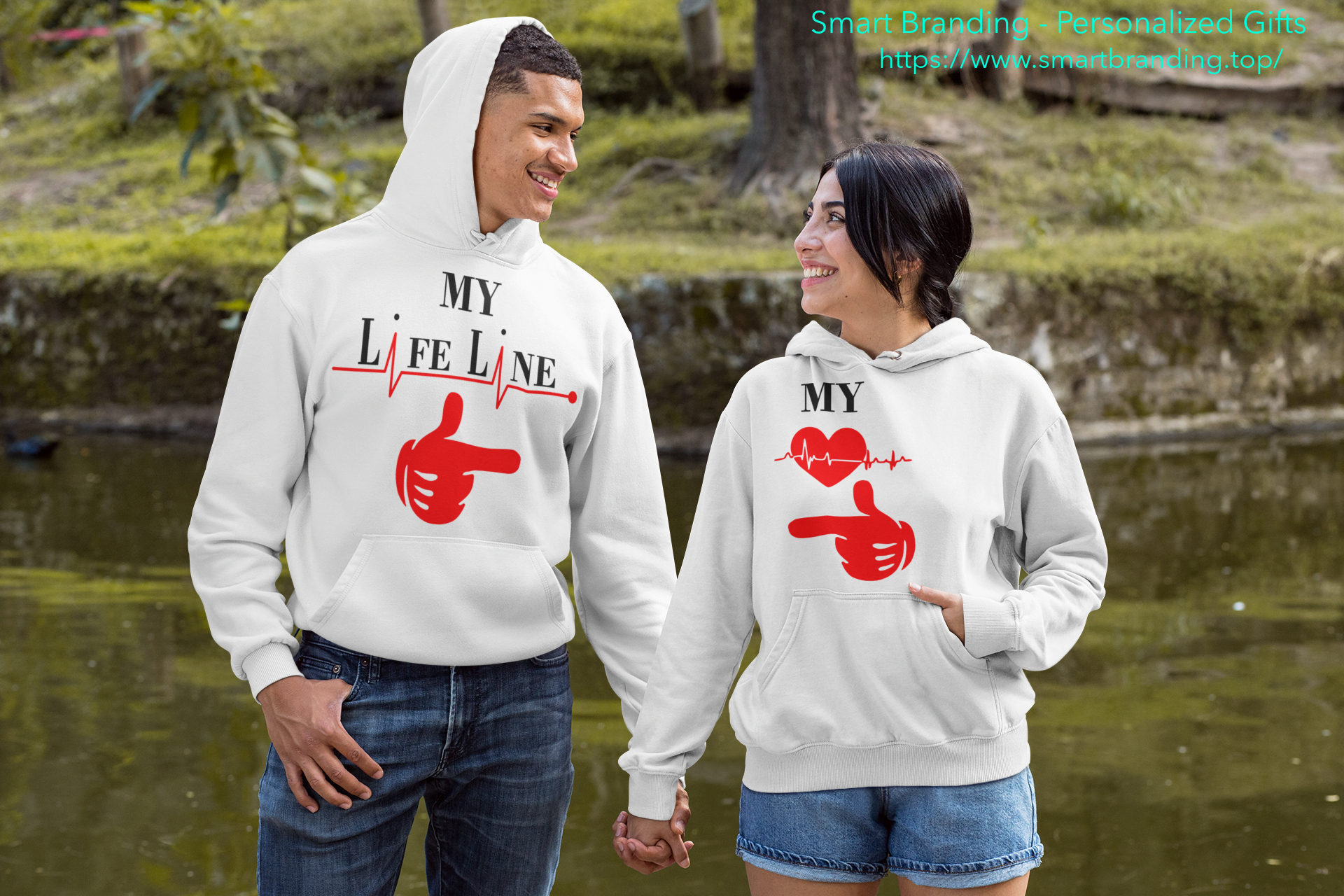 Couples Hoodie Sweatshirt-My Life Line image 2