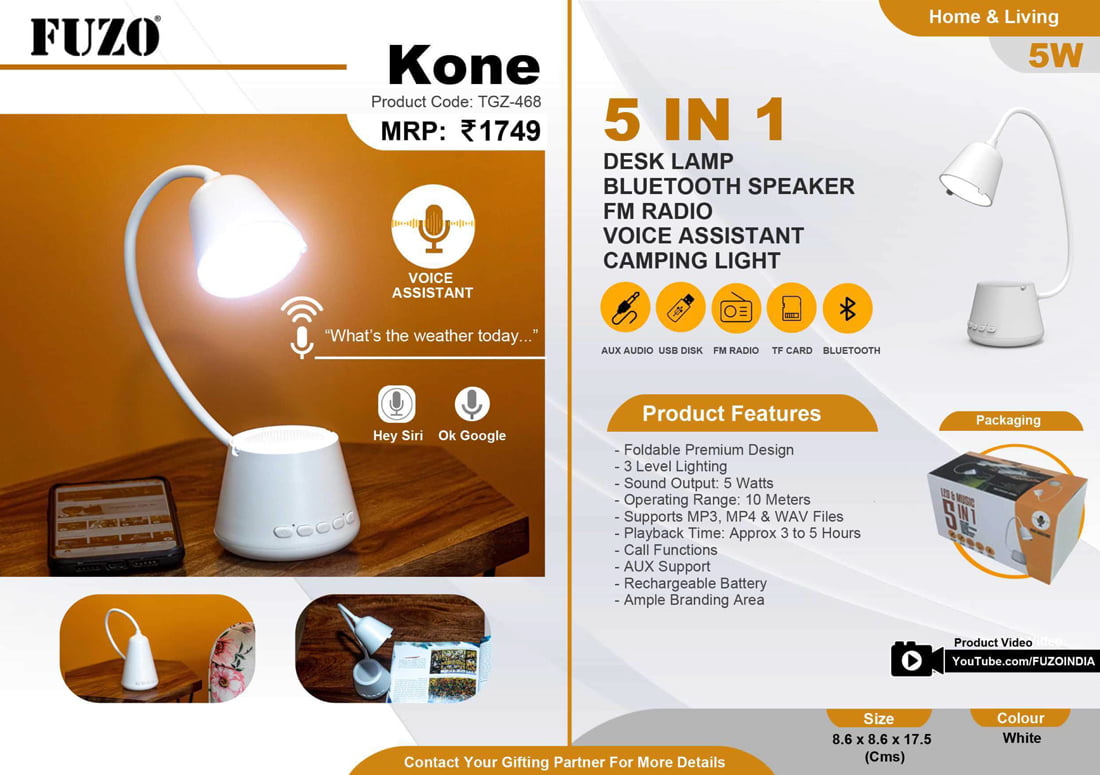 Fuzo KONE Desk Lamp With Bluetooth Speaker image 1