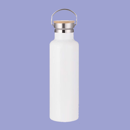 Stainless Steel Water Bottle with Bamboo Cap image 1