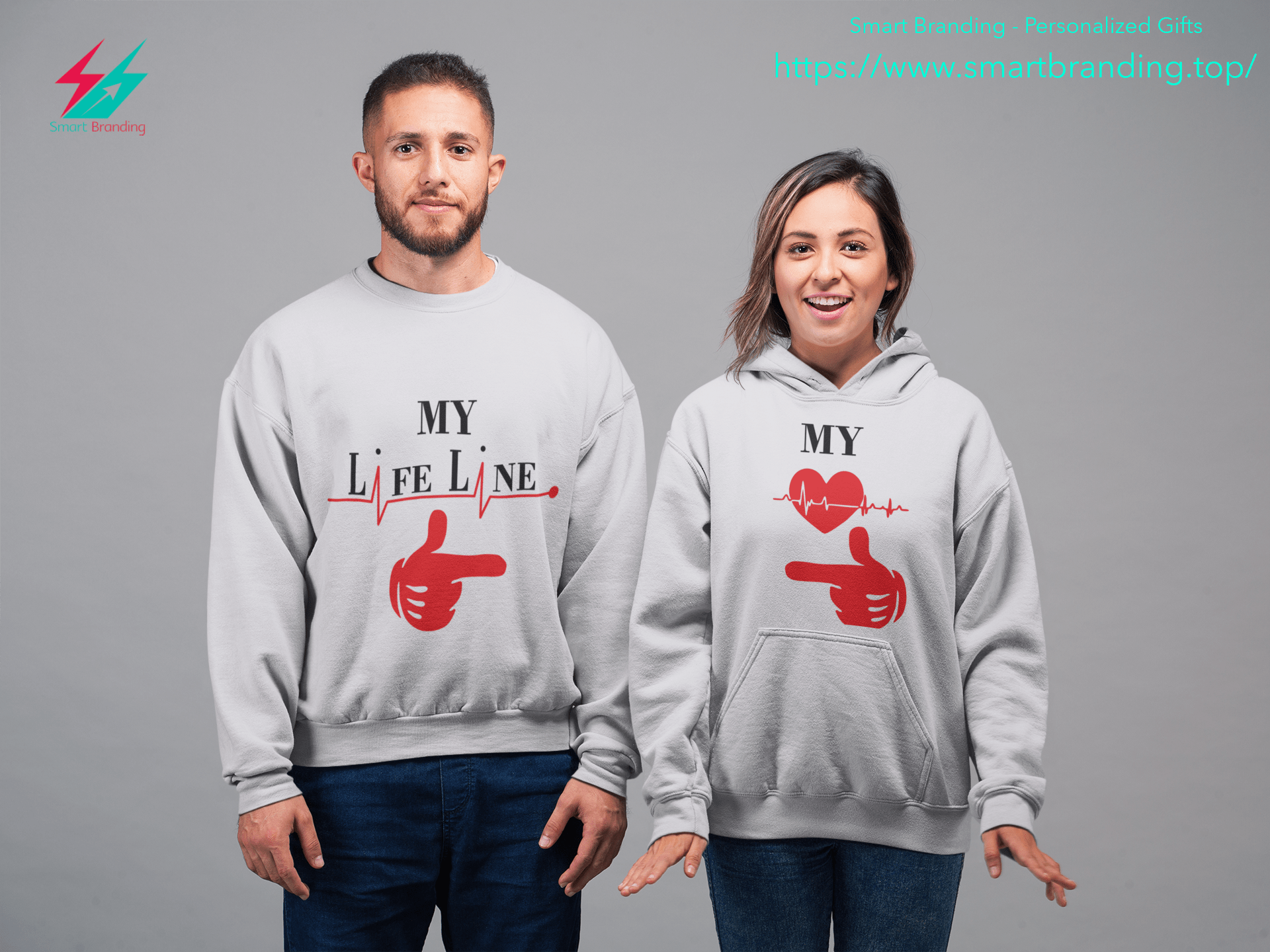Couples Hoodie Sweatshirt-My Life Line image 1