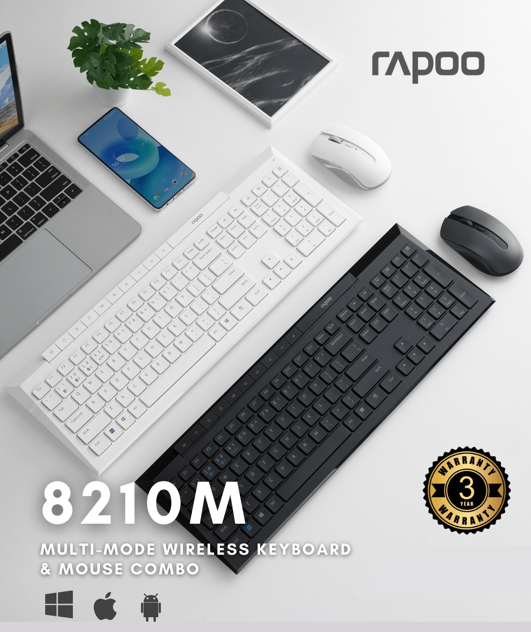 RAPOO-8210M-Multimode-wireless keyboard image 0
