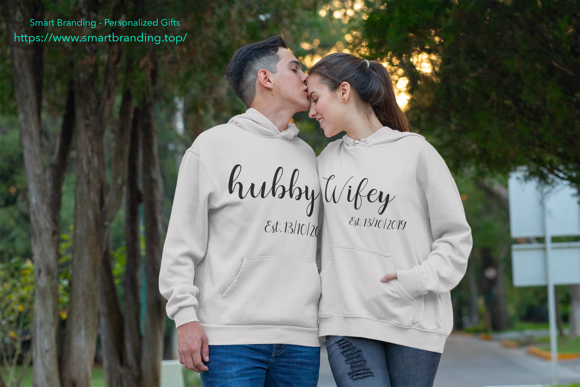 Couples Hoodie Sweatshirt-Wifey Hubby image 3