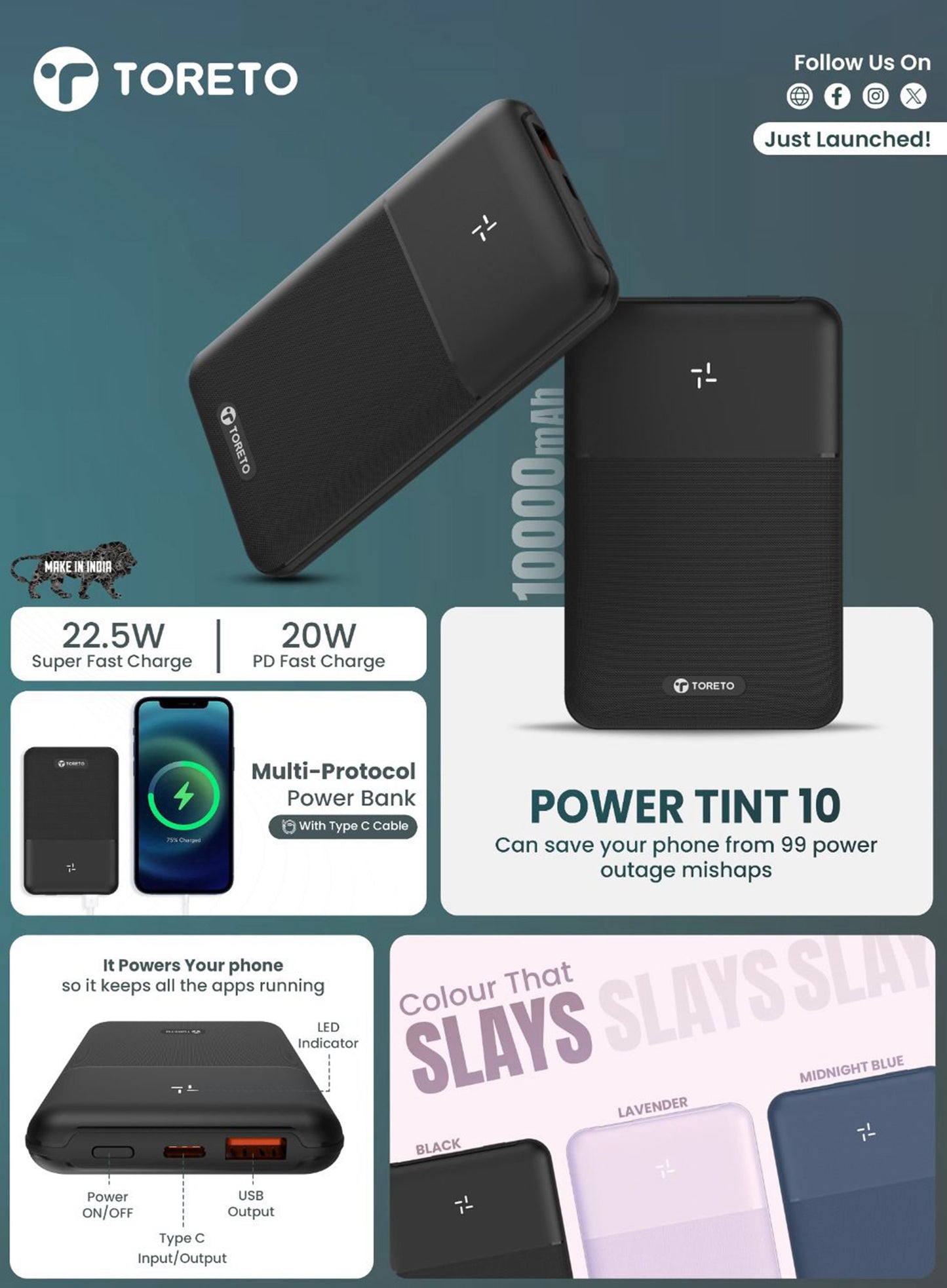 Toreto Powerbank Power Tint 10