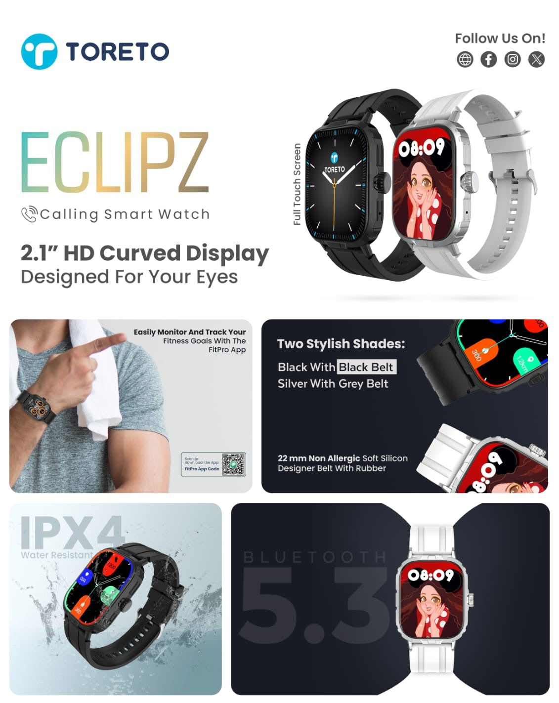 Toreto Eclipz Smart Watch