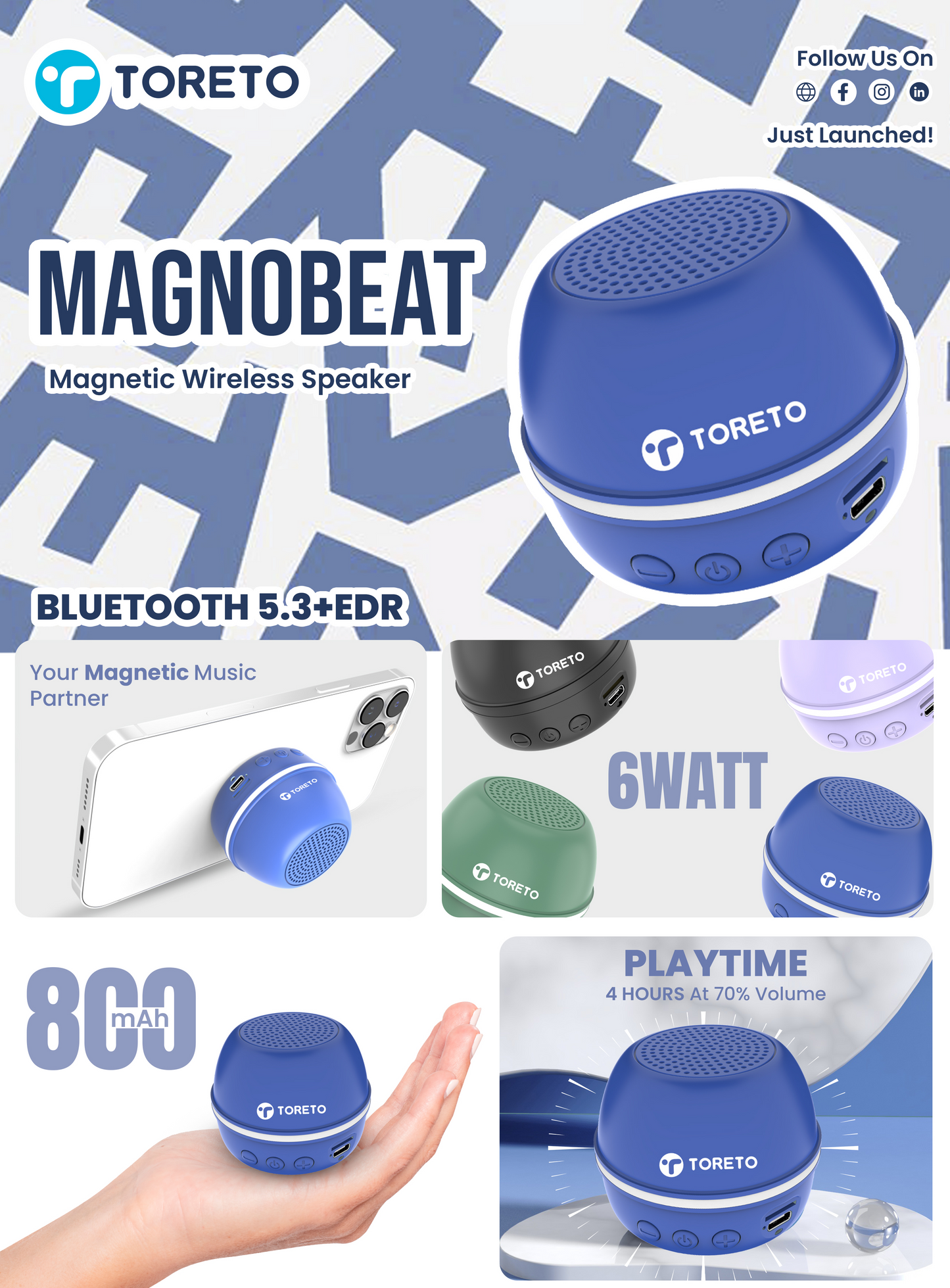 Toreto Magnobeat magnetic Wireless Speaker