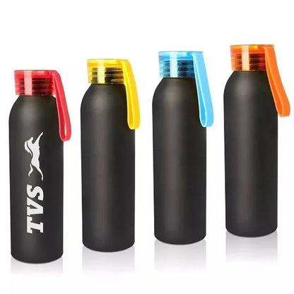 Metal water bottle with silicon carry strap image 0