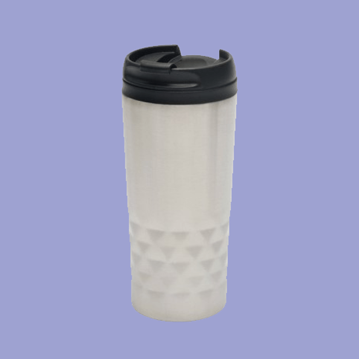 Stainless Steel Mug with Lid matt Black and white image 2