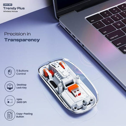 Trendy Plus 2.4G &amp; Dual BT Wireless Mouse With Desktop Lock Key White image 1