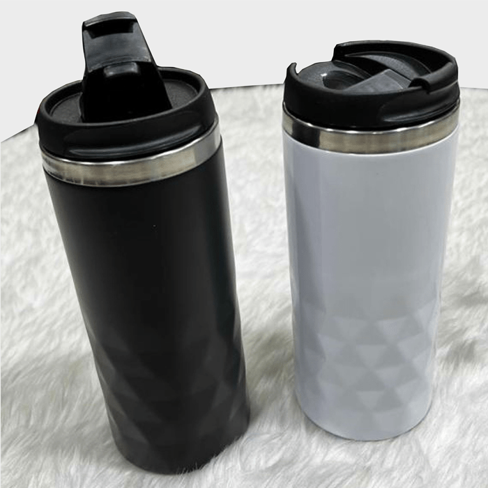 Stainless Steel Mug with Lid matt Black and white image 0