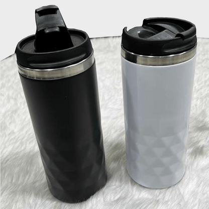 Stainless Steel Mug with Lid matt Black and white image 0