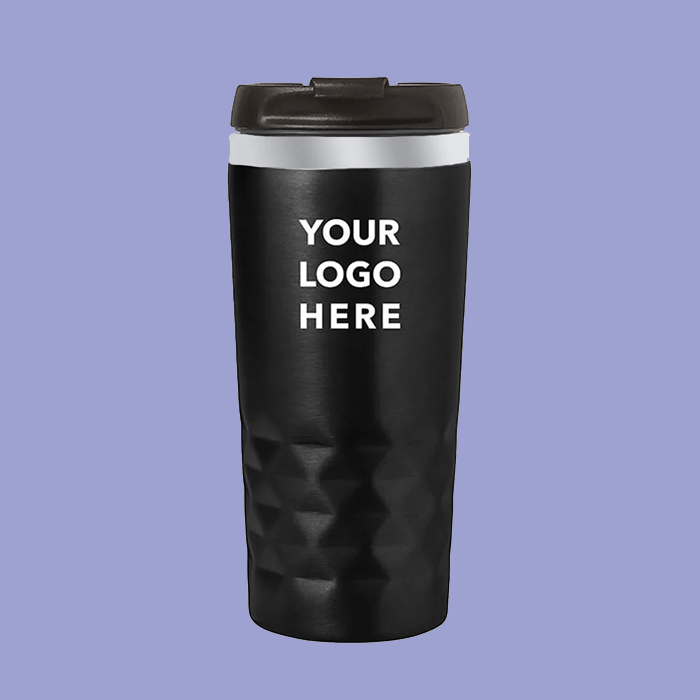 Stainless Steel Mug with Lid matt Black and white image 1