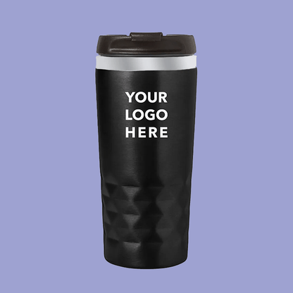 Stainless Steel Mug with Lid matt Black and white image 1