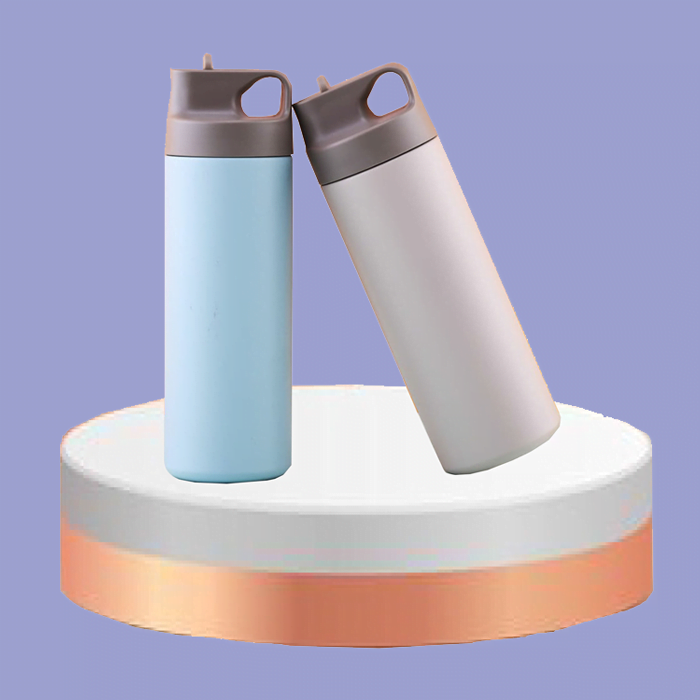 Double Wall Vacuum Bottle with Straw Lid image 1