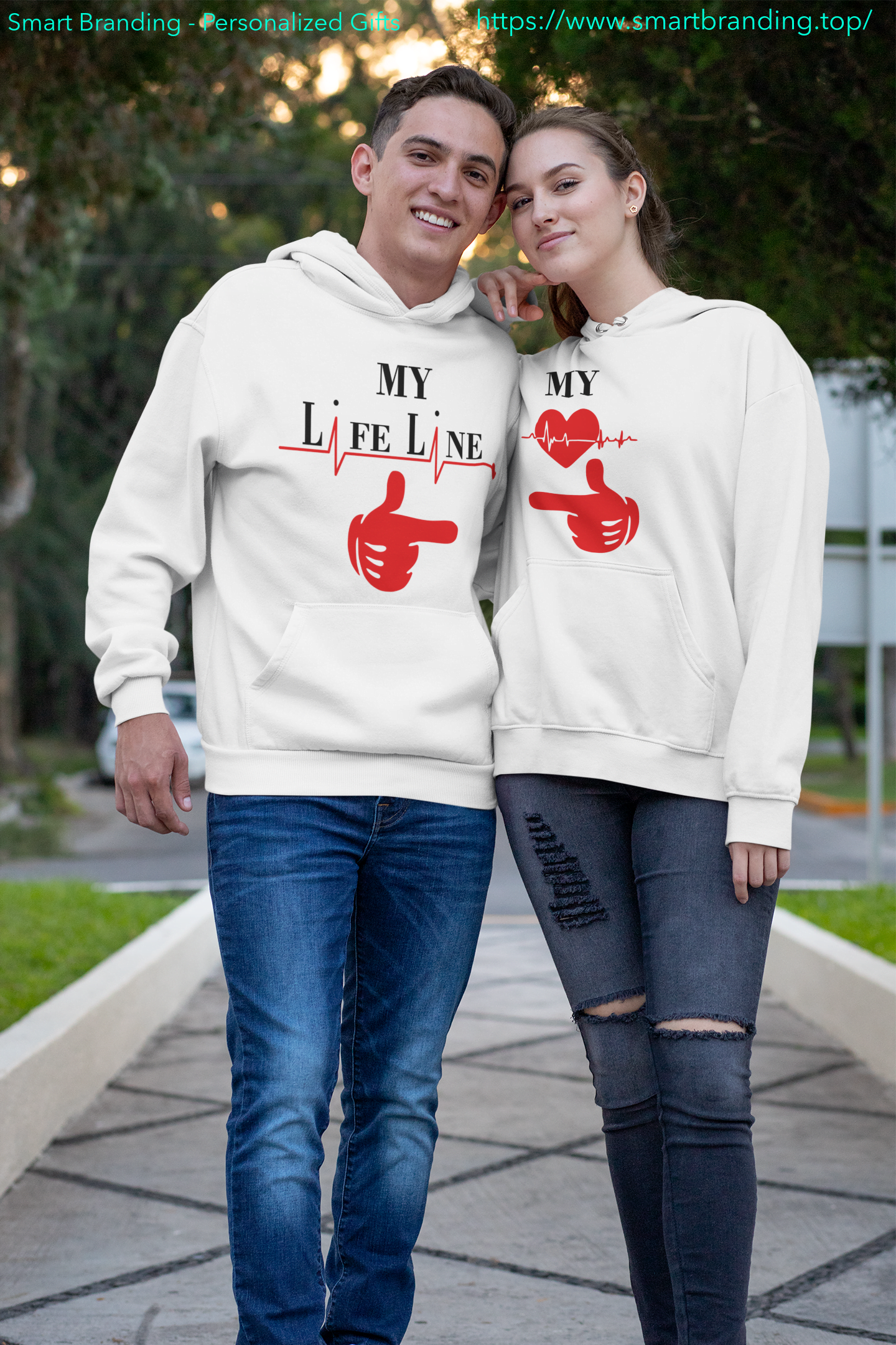 Couples Hoodie Sweatshirt-My Life Line image 4