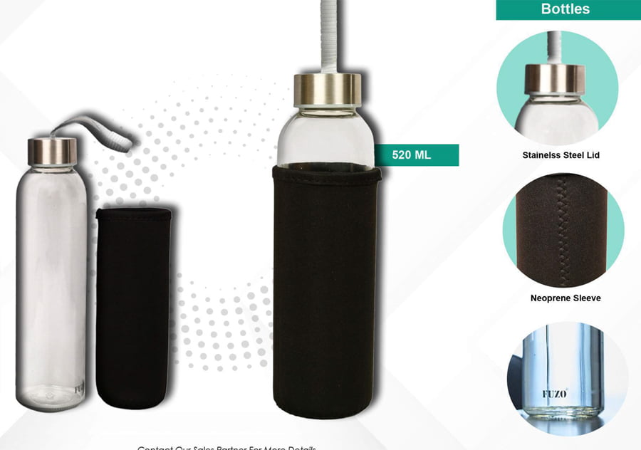 Fuzo Wave Glass Bottle with Sleeves image 1