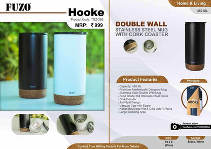 Hooke – Stainless Steel Mug with a Cork Coaster image 2