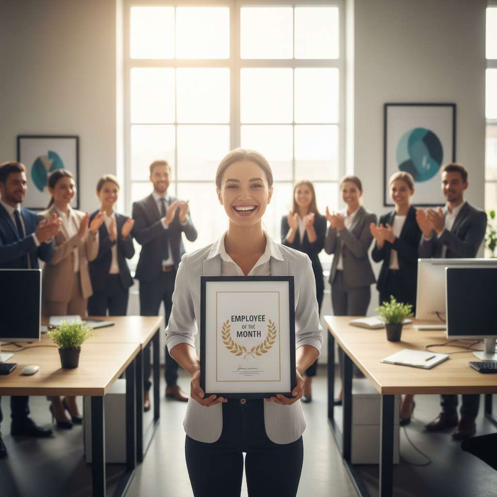 website image for Employee recongination showing happy employee the size must be 2000 x 2000 